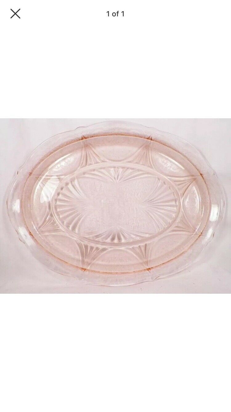 Hazel Atlas *pink Royal Lace* 13" Platter