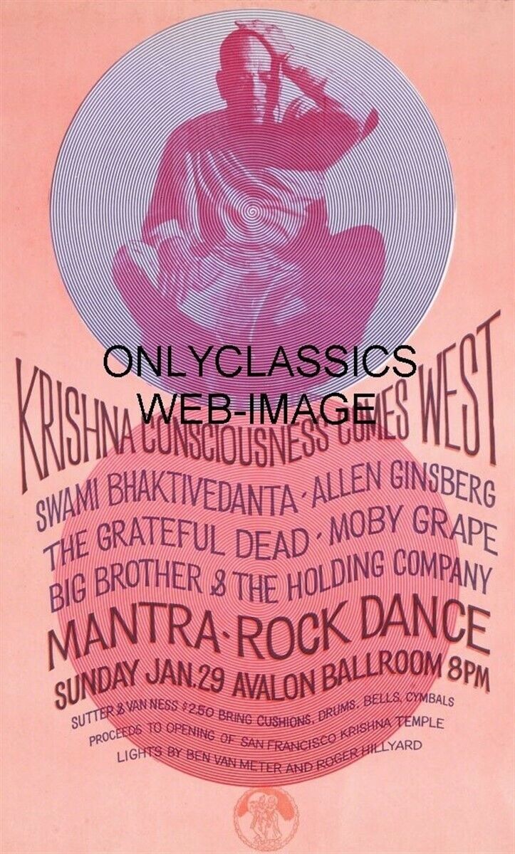 1967 Mantra Rock Dance Avalon Ballroom 11x17 Poster Grateful Dead Psychedelic