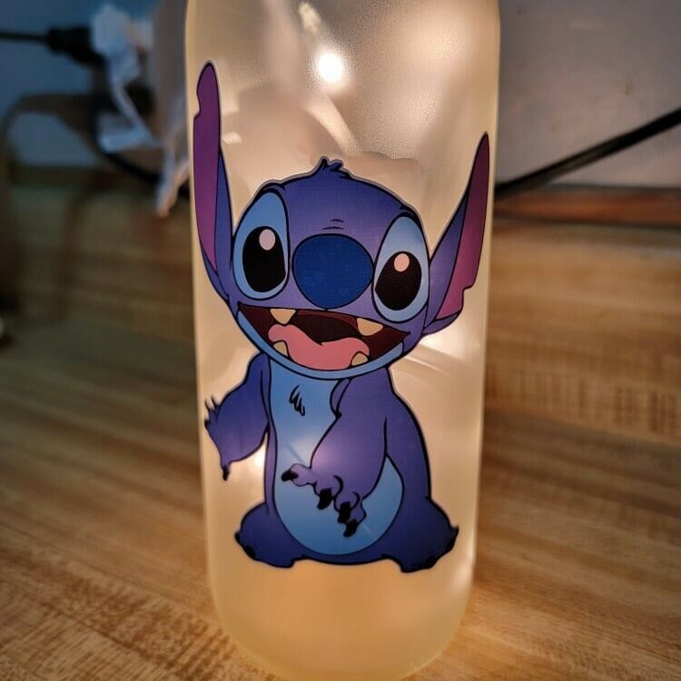 Stitch Lighted Bottle New! Frosted With Plug In Stay Cool Lights! Must Have!