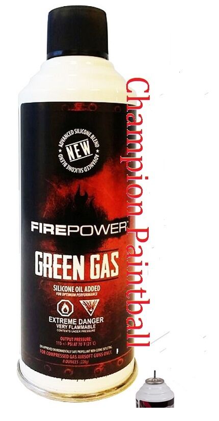 Firepower Green Gas Can For Airsoft Guns Pistols Rifles Sniper Silicone 8oz