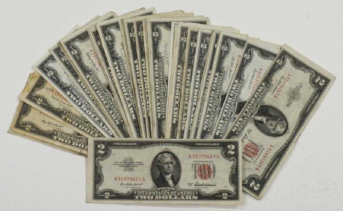 $2 Red Seal Dollars Silver Certificate Old Estate Currency Circulated 1953 1963