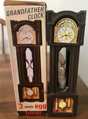 Vintage Grandfather Clock 3 Minute Egg Timer 1977 Hourglass Hong Kong Box