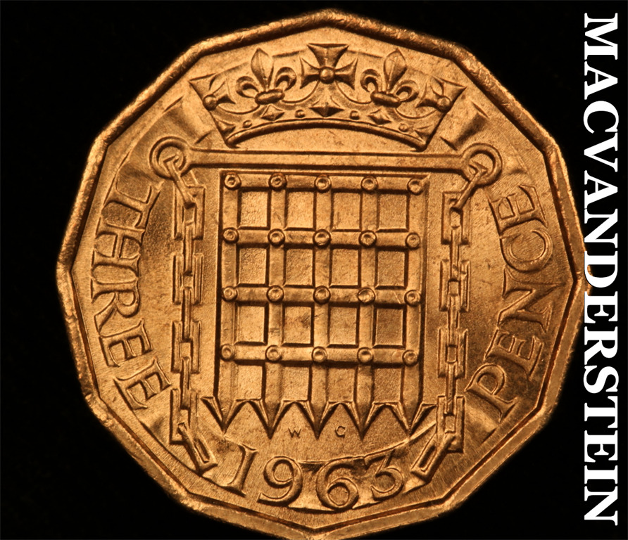 Great Britain: 1963 Three Pence-gem Brilliant Uncirculated No Reserve #j2432