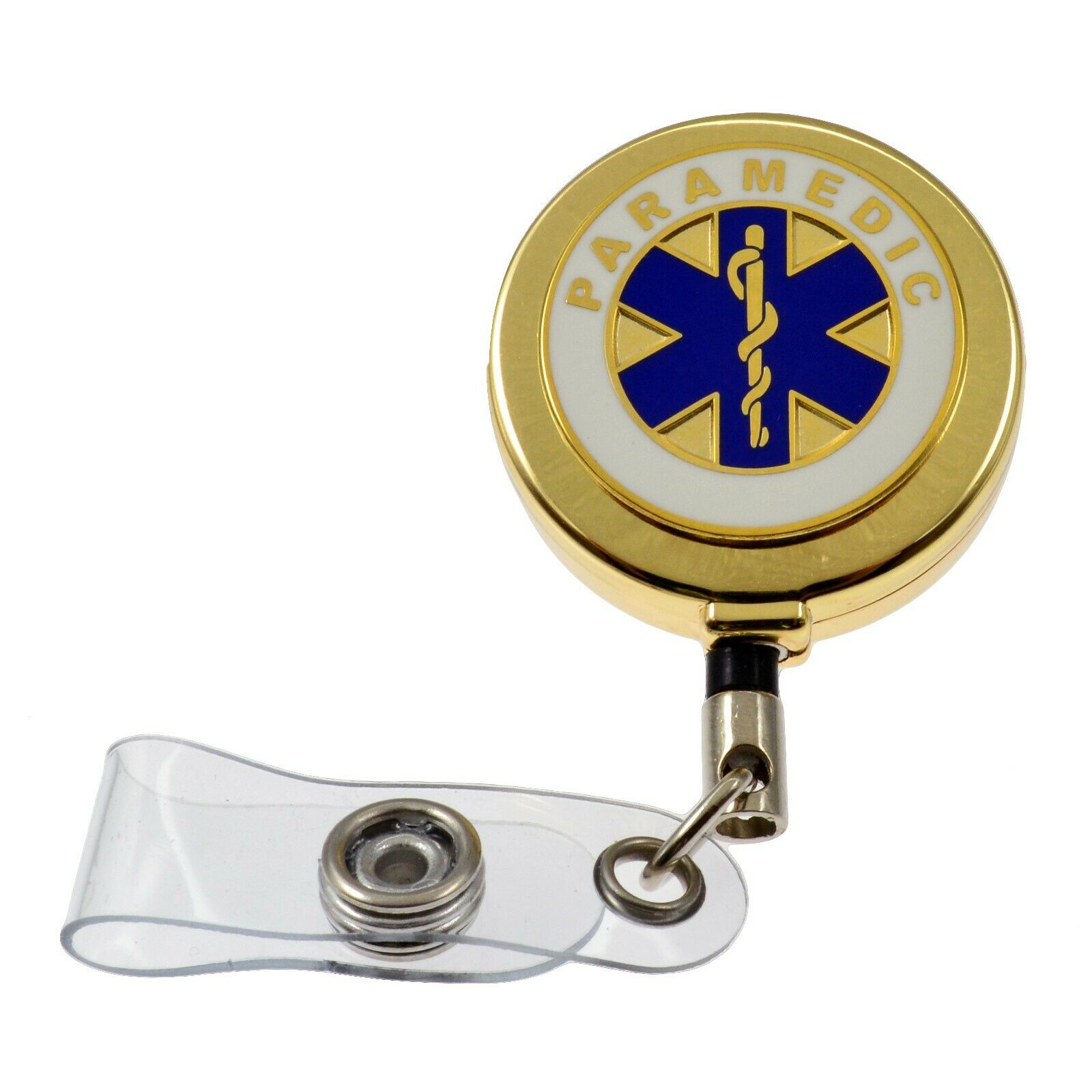 Paramedic Emt Rescue Medical Retractable Id Badge Holder Reel Gold