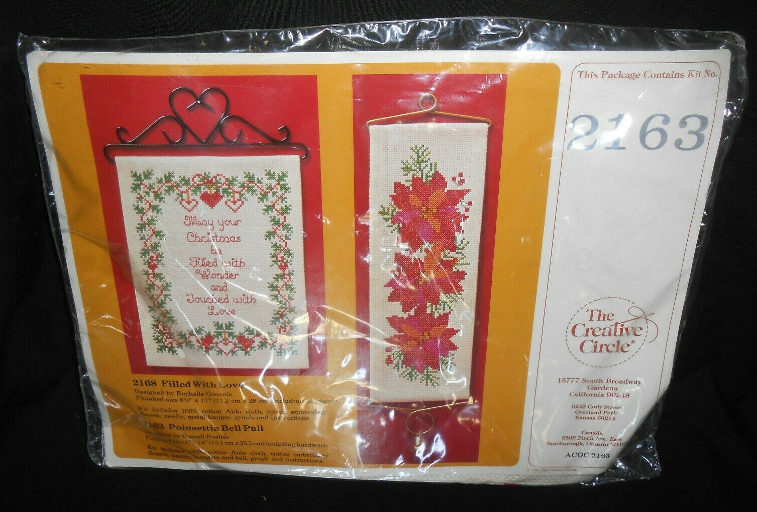 New Christmas Holiday Vtg Poinsettia Bell Pull Cross Stitch Needlepoint Kit 4x14