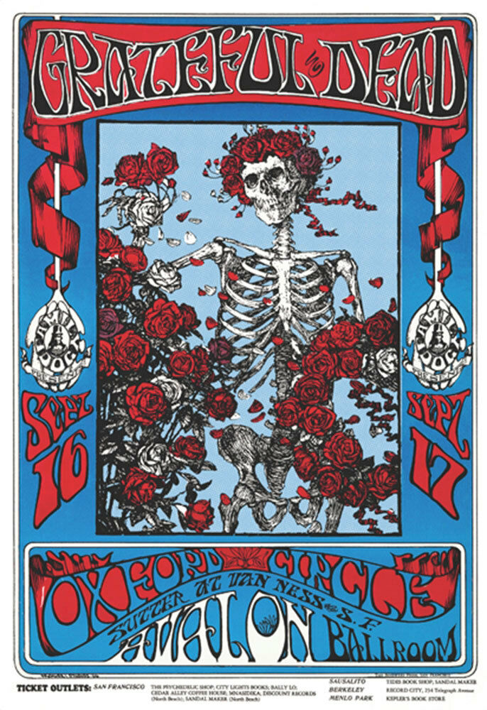 Grateful Dead - Skeletons & Roses Poster - 24" X 36"