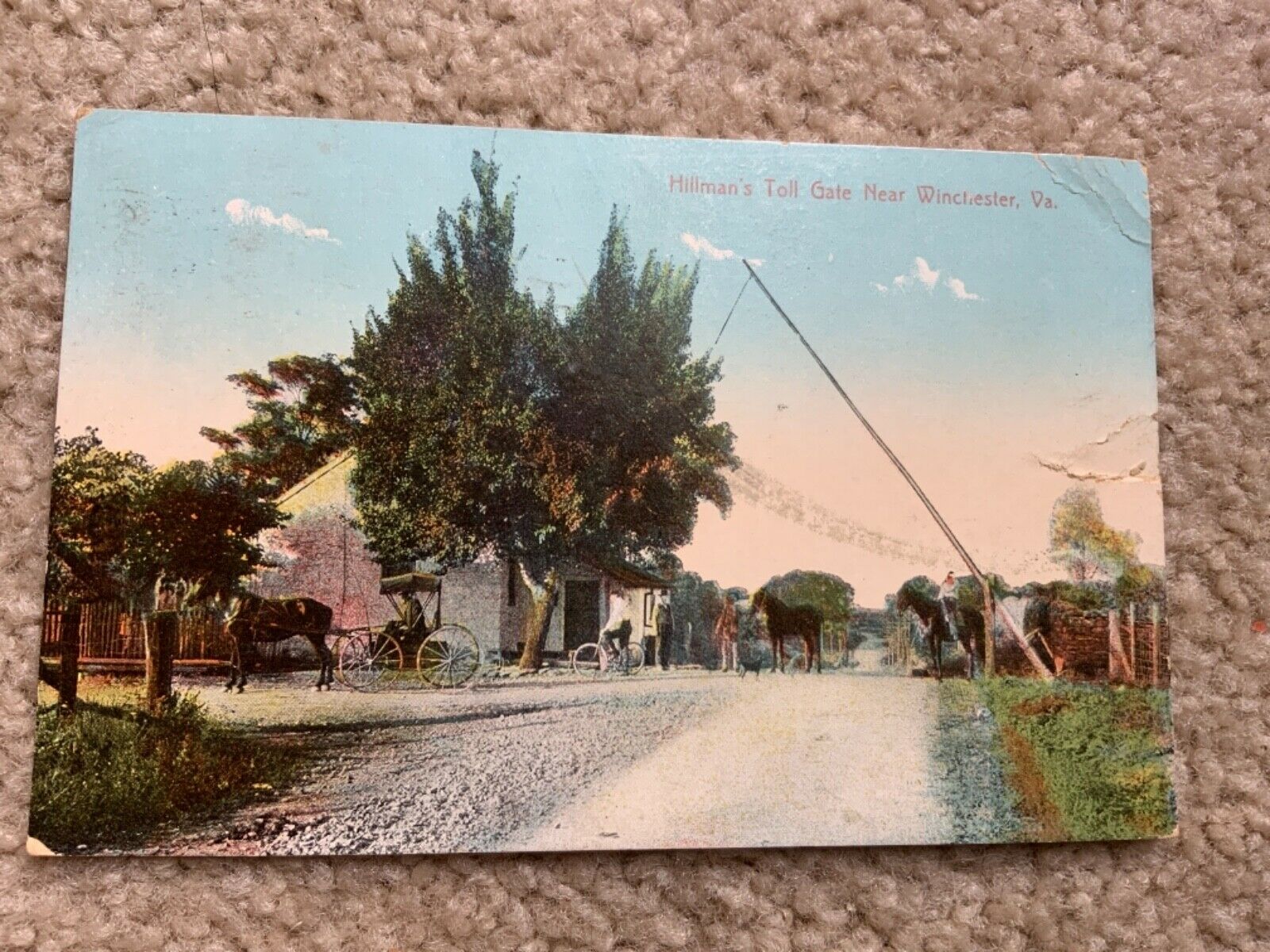 Vintage Postcard Campus 1909 Hellman’s Toll Gate Near Winchester Pa