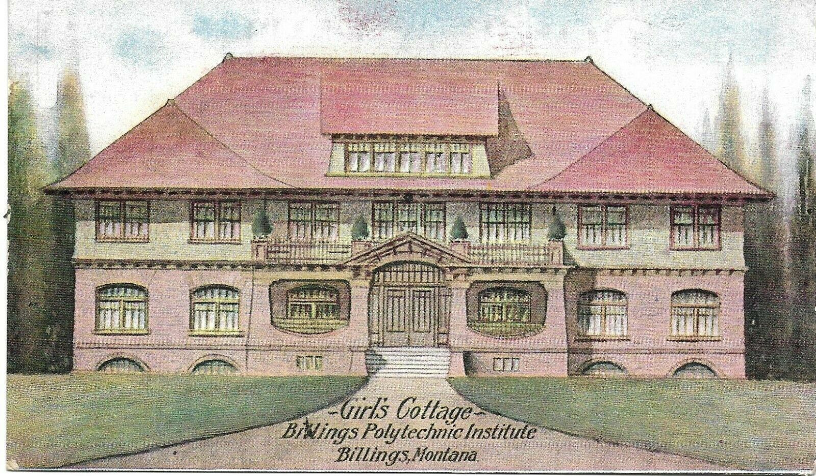 Vintage Color Printed Postcard Girls Home Billing Montana Polytechnic Institute