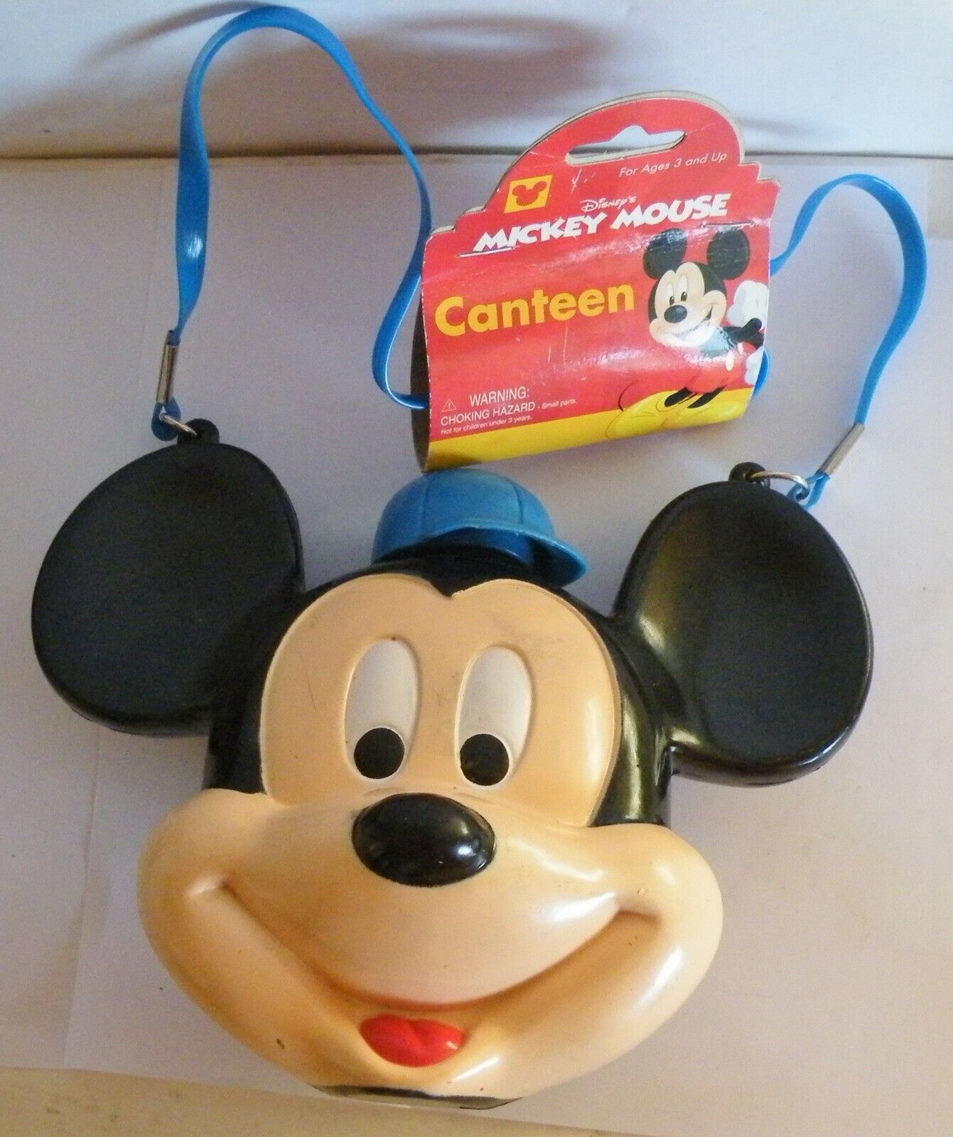 Disney Mickey Mouse Head Plastic Canteen With Shoulder Strap Lanyard