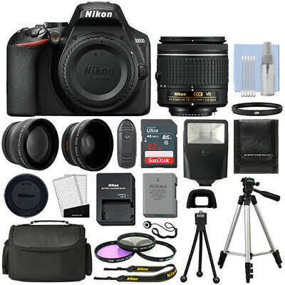 Nikon D3500 Digital Slr Camera Black + 3 Lens: 18-55mm Vr Lens + 32gb Bundle
