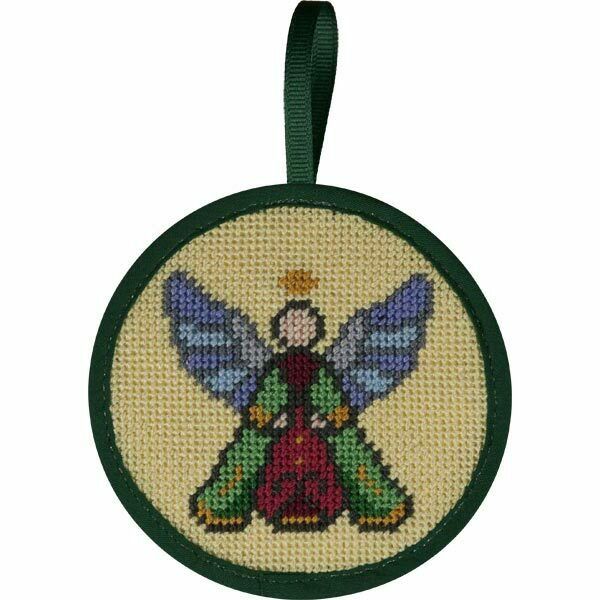 Alice Peterson Stitch Ups 4" Round Needlepoint Ornament Kit -stained Glass Angel