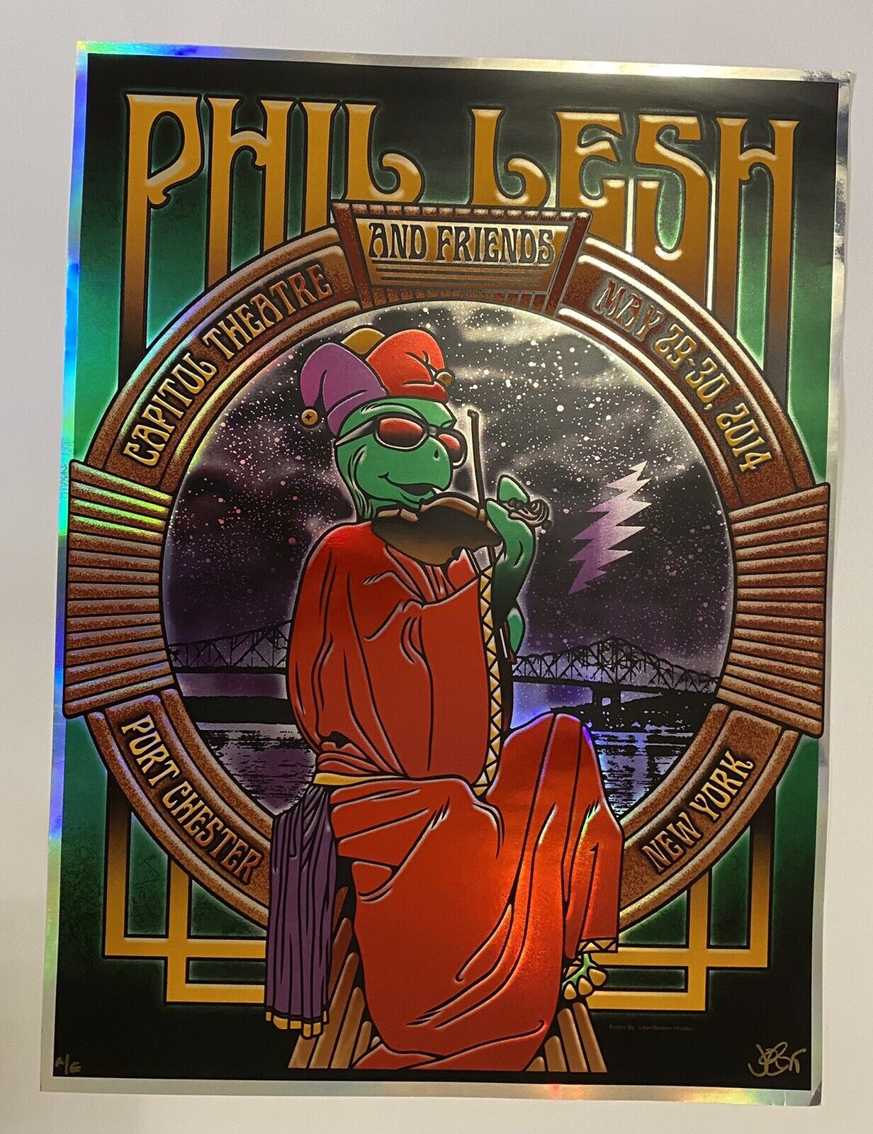 Phil Lesh & Friends Port Chester 2014 Original Foil Poster Grateful Dead Turtle