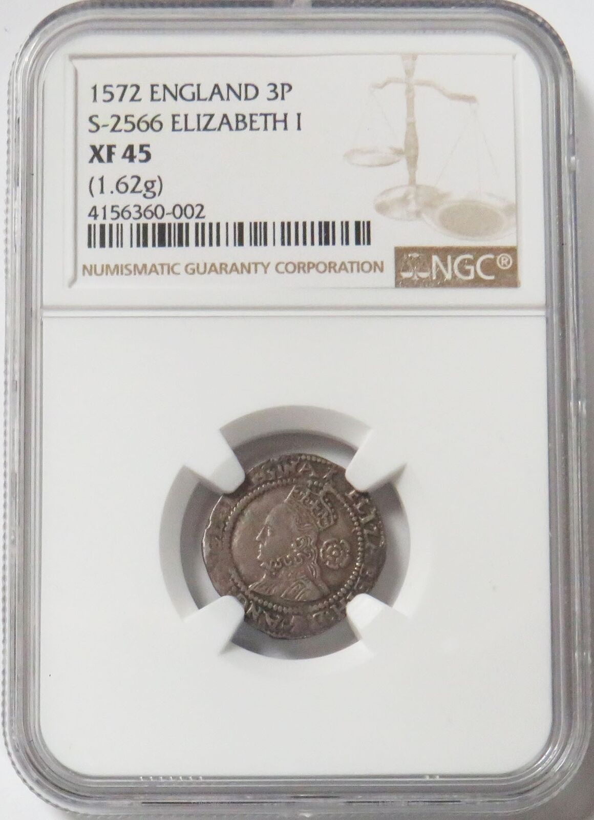 1572 England 3 Pence Elizabeth I Coin S-2566 Ngc Extremely Fine 45 Top Pop
