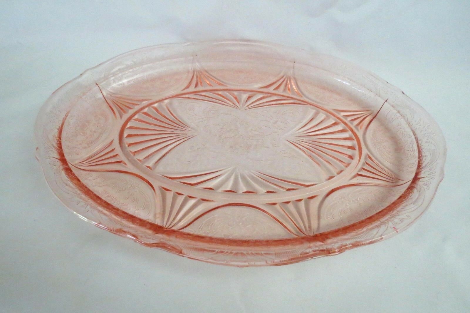 Hazel Atlas Royal Lace Pink Depression Oval Platter