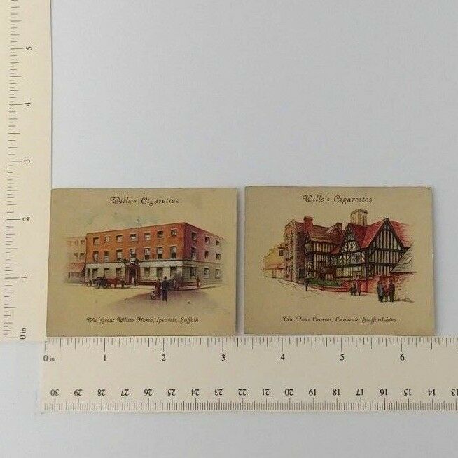 Set Of Two Wills Cigarettes Tobacco Cards Old Inns 2nd Series 14 16 White Horse