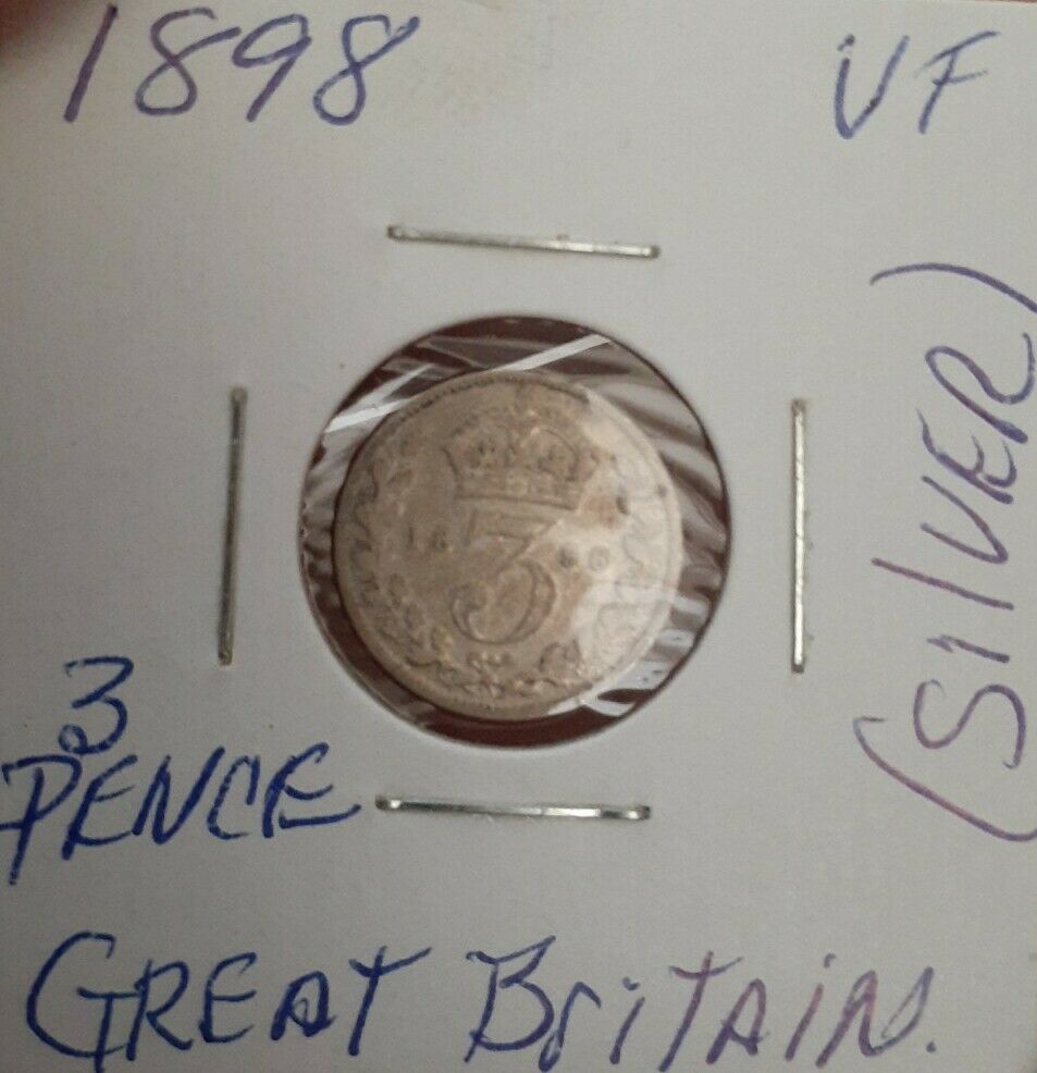 1898 Uk Great Britain ,queen Victoria 3 Pence Silver