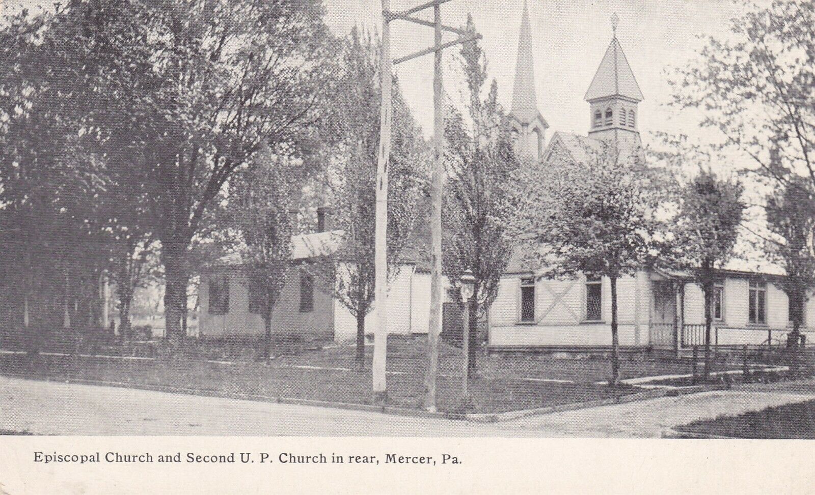 Mercer, Pa - Episcopal Church And Second U P Church In Rear