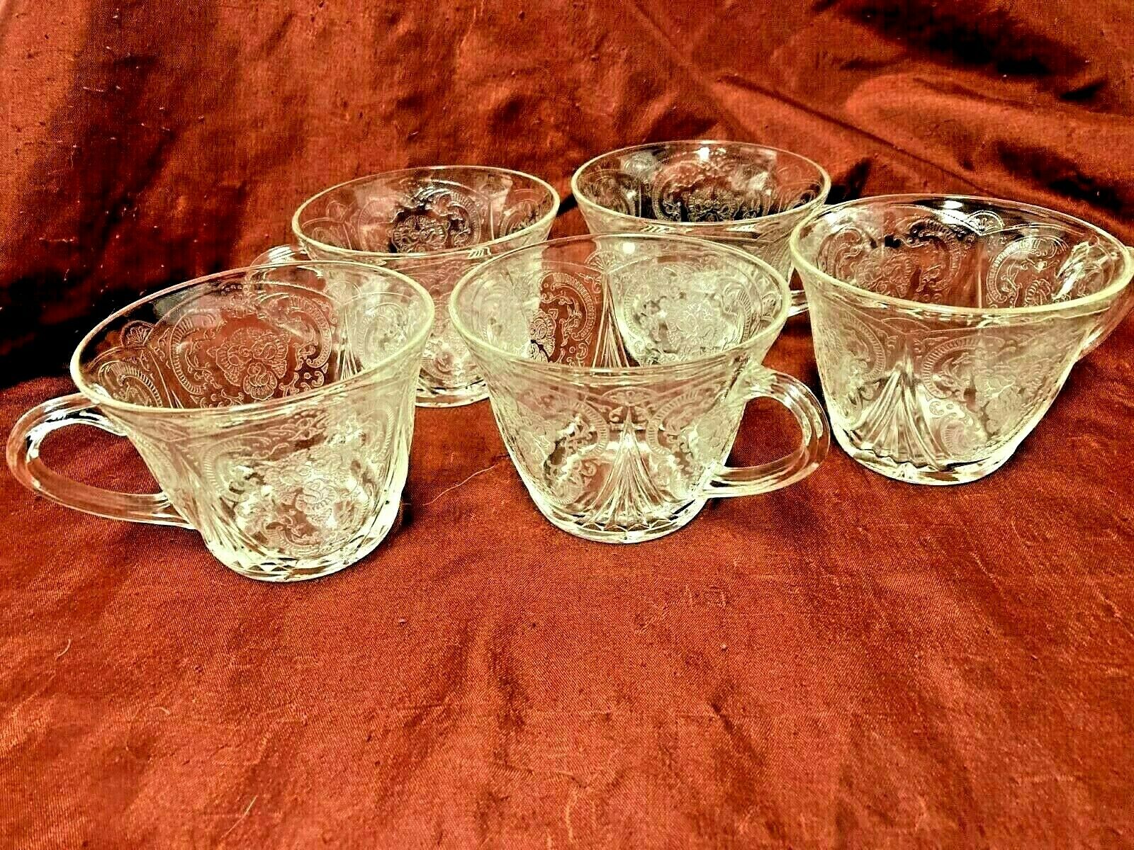 Royal Lace Cups Set Of 5 By Hazel Atlas Glass