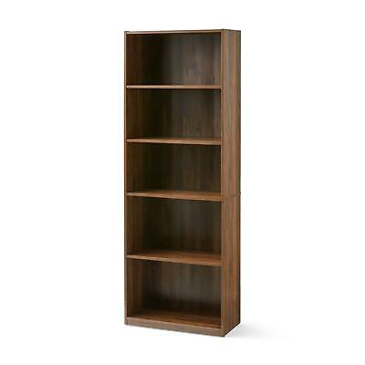 71" Tall Wood 5 Shelf Bookcase Sturdy Closed Back Storage Shelves Bookshelf Case