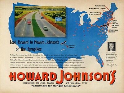 Look For Howard Johnson's Restaurants On The Turnpikes Ad 1954 L
