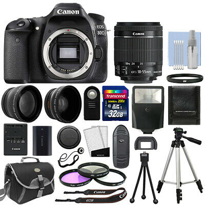 Canon Eos 80d Digital Slr Camera + 3 Lens: 18-55mm Is Stm Lens + 32gb Bundle