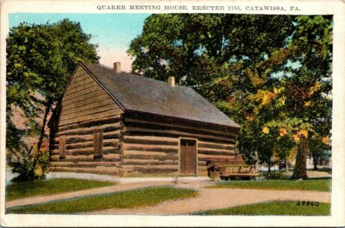 Postcard Quaker Meeting House Erected 1785 Catawisa Pa 1940
