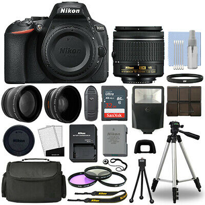 Nikon D5600 Digital Slr Camera Black + 3 Lens: 18-55mm Vr Lens + 32gb Bundle