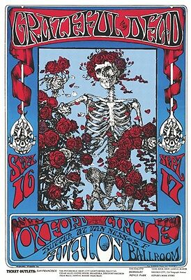 Grateful Dead - Classic Concert Poster - 24x36 Skeleton & Roses 50457