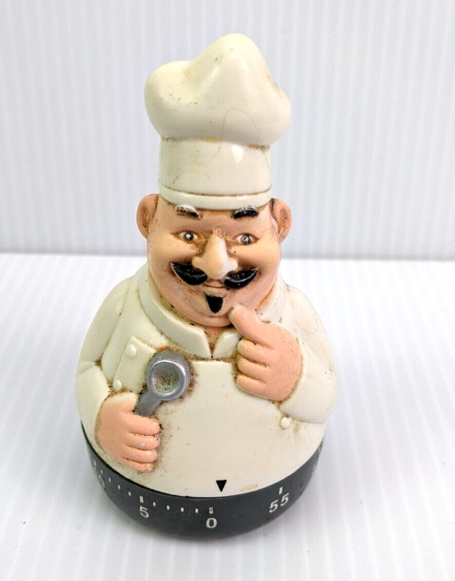 Vintage French Chef Kitchen Timer 4.0" Inch Collectible Working