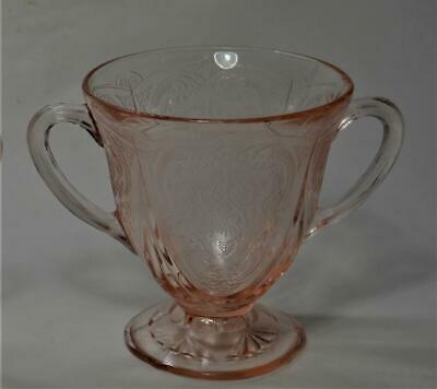 Vtg 1934-1941 Hazel Atlas Pink Royal Lace Depression Glas Footed Open Sugar Bowl