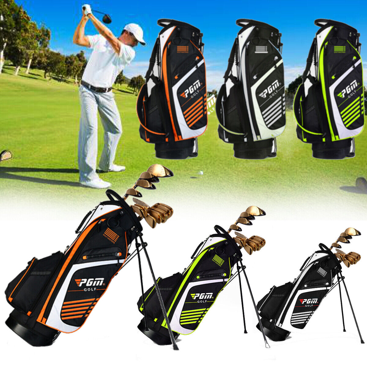 Pgm Golf Club Stand Cart Bag Full Length Divider Shoulder Strap Organiser