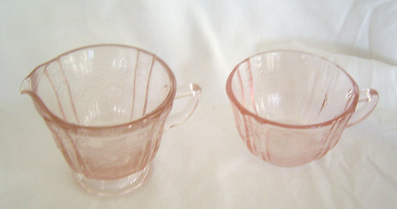 Vintage Hazel Atlas Depression Glass Royal Lace Pink Cup And Creamer