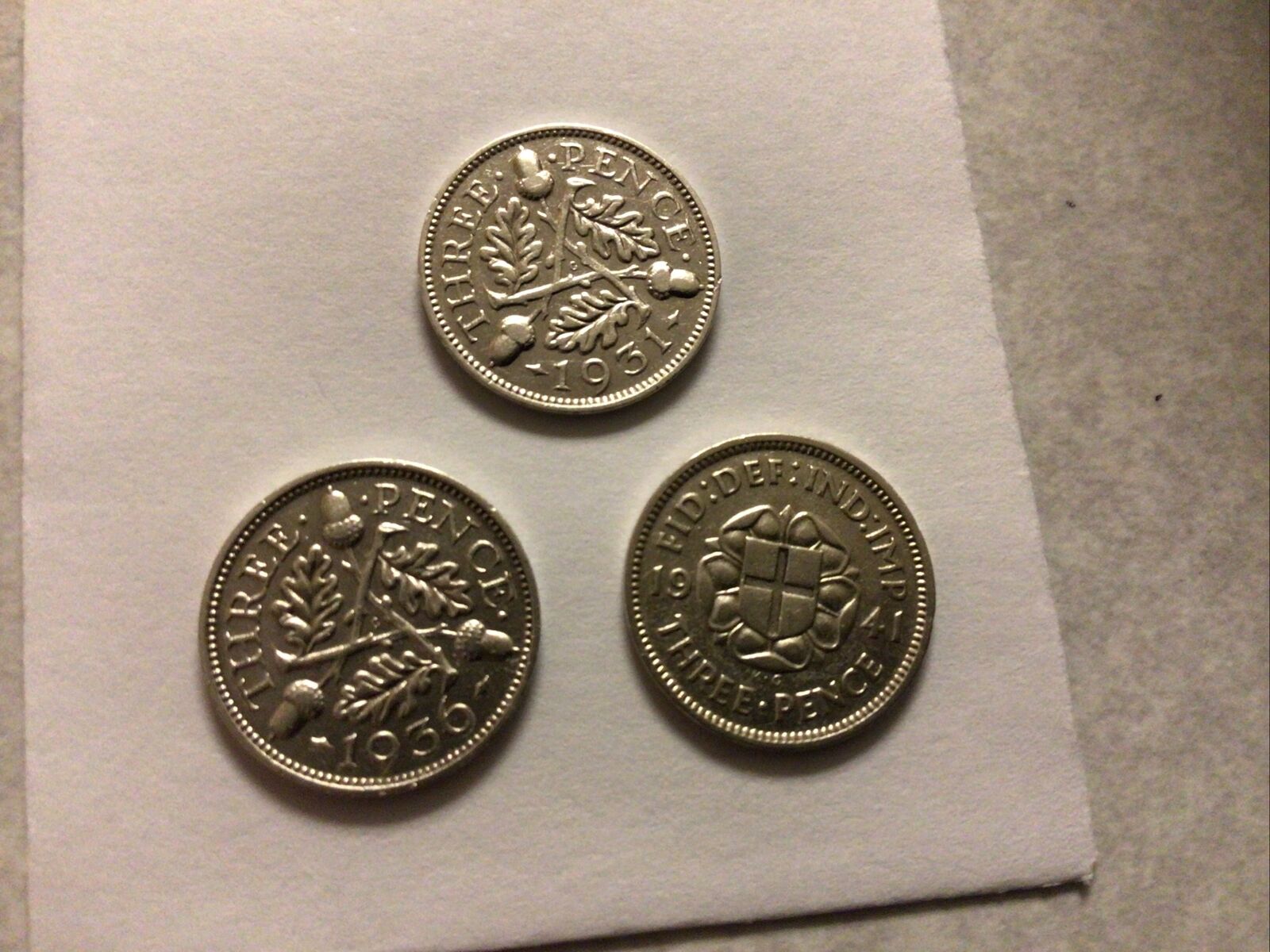 1931 1936 1941 Great Britain Silver Threepence