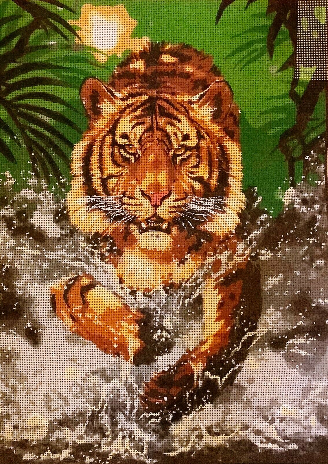 "tiger" Printed Needlepoint Tapestry  Canvas Collection D'arts 12983