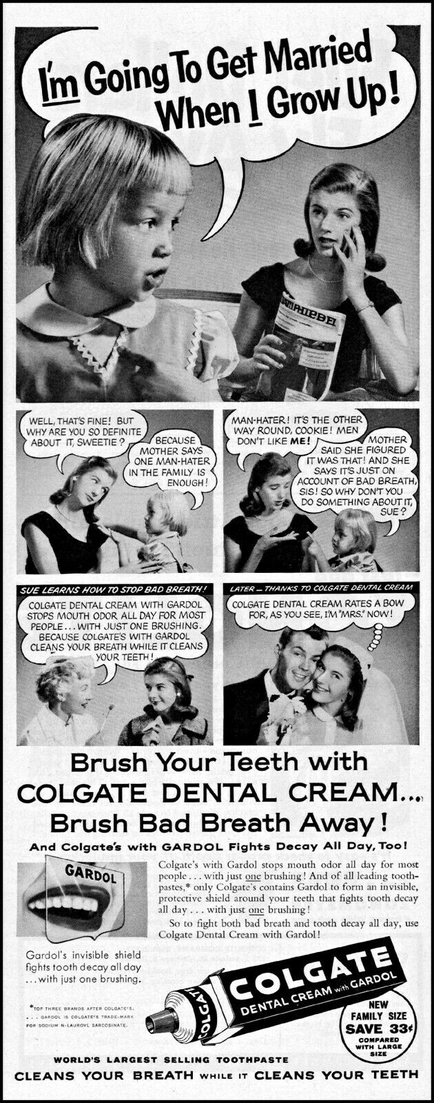 1957 Girls Getting Married Colgate Dental Dream Vintage 5 Photo Print Ad Adl55